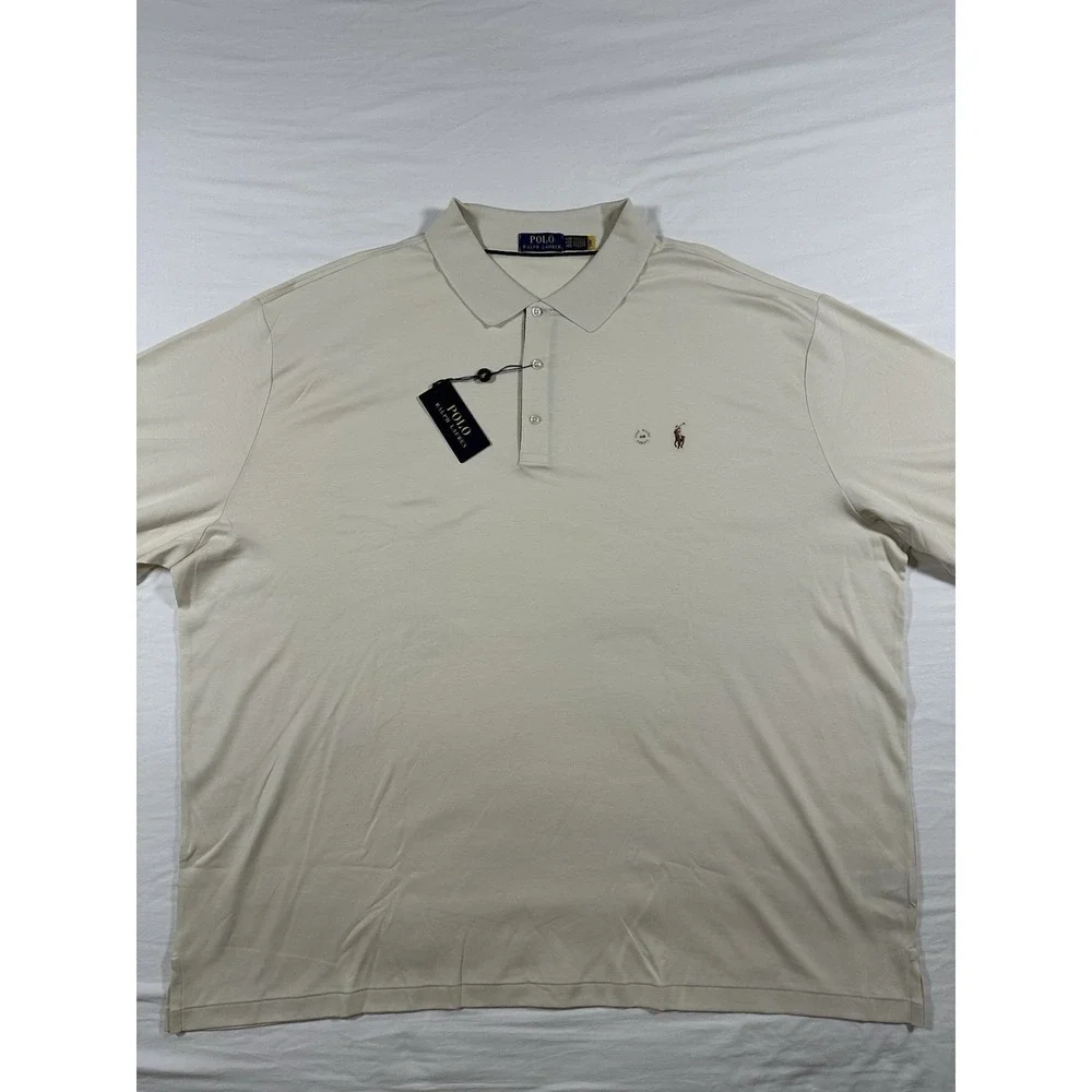 Polo Ralph Lauren White Polo Shirt Soft‎ Touch Long Sleeve Men's 4XB NWT